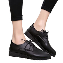Load image into Gallery viewer, Women's Lace Up Sport Shoes Ankle Flat Comfortable Leather Casual Shoes
