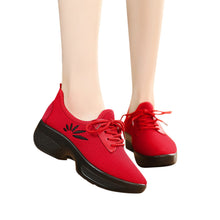 Load image into Gallery viewer, Women Casual Sport Fashion Walking Flats Increasing Mesh Embroidery Wedges Shoes