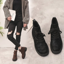 Load image into Gallery viewer, HEE GRAND 2019 New Women Ankle Boots Western Boots Round Toe Solid Square Heel Lace Up Shoes Fashion Martin Boots XWX7311